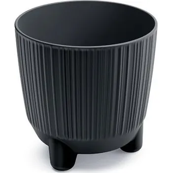 Plastový květináč RYFOS N s nožičkami antracitový matný, varianta 16,8 cm