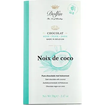 Čokoláda DOLFIN hořká čokoláda s kokosem 70 g (DOLFIN luxusní Belgická hořká čokoláda 60% kakaa 70 g)