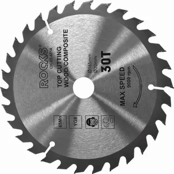 VIDIOVÝ KOTOUČ NA DŘEVO 165X20 MM 65MN-YG8, TLOUŠŤKA 2,2 MM, 30T OK034514 ROOKS