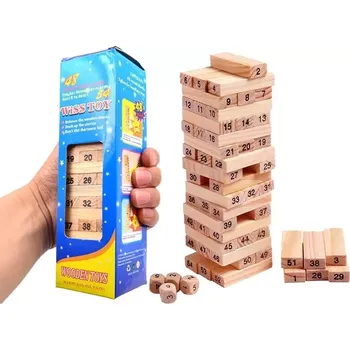 Dřevěná hra věž JENGA RO263 (Dětská dřevěná hra Jenga bloky 54 kusů)
