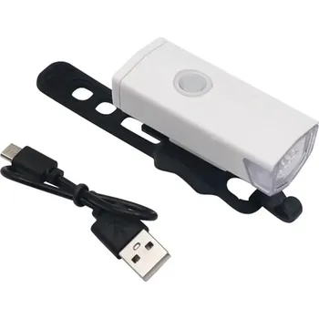 Tachometr Přední světlo na kolo - bílé ZD41W (Bílé přední LED dobíjecí světlo na kolo - 3 režimy osvětlení, světelný tok 300 lm)