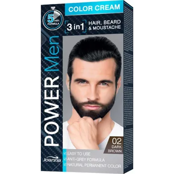Joanna Power Men Color Cream 3v1, 02 tmavě hnědá