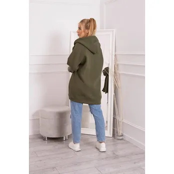 Zateplená bunda s vázáním v pase khaki barvy UNI