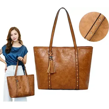 Dámská kabelka PU kůže RO250 (Prostorná dámská taška/kabelka přes rameno - hnědá, elegantní městský styl)