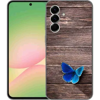Pouzdro na mobilní telefon Gelový kryt mmCase na Samsung Galaxy A56 5G - modrý motýl 1