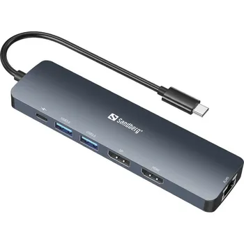 Sandberg dokovací stanice, USB-C, 8 různých konektorů, podpora 8K, PD 100 W