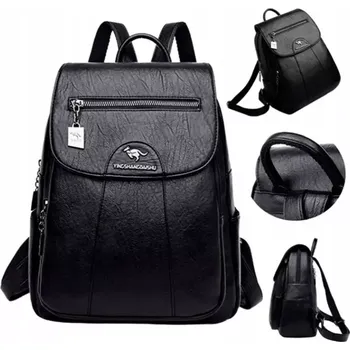 Městský batoh Dámský městský kožený batoh DARLY DB01 (Černý kožený dámský batoh 30 x 25 x 12cm vhodný do města, práce, na výlet)