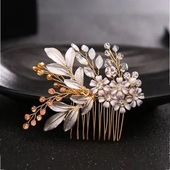 Ozdoba do vlasů B-TOP Svatební hřeben do vlasů KVĚT A LIST - zlatá