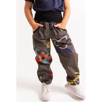 Chlapecké kalhoty Unuo Unuo, Dětské softshellové kalhoty s fleecem Basic, Khaki, Fantazie /116