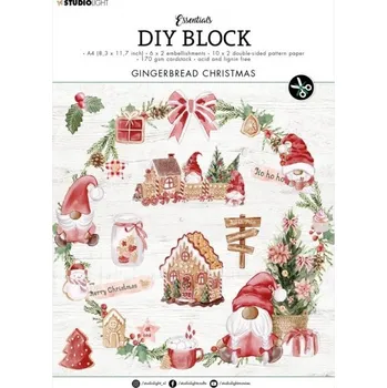 Výtvarná sada DIY Blok s výseky Gingerbread Christmas, A4, 32 l. - Vánoce z perníku