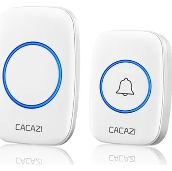 Domovní zvonek Domovní bezdrátový zvonek CACAZI A10 - sada 1 tlačítko a 1 přijímač, bílý