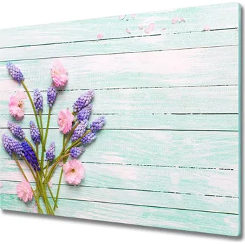 Kuchyňské prkénko Skleněná krájecí deska Levandule na dřevo 60x52 cm