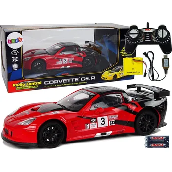 RC model auta LEAN Toys Závodní sportovní vůz R/C 1:18 Corvette C6.R Červená 2,4 G Světla