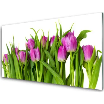 Obraz Obraz na skle Tulipány Květiny Rostlina 120x60 cm 2 Přívěsky