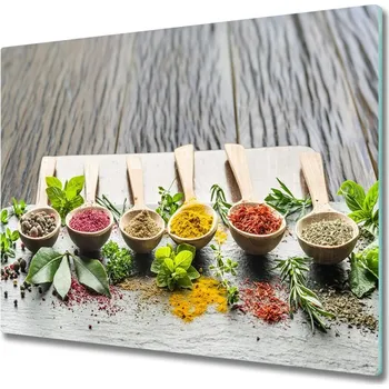 Kuchyňské prkénko Skleněná krájecí deska Barevné koření 60x52 cm