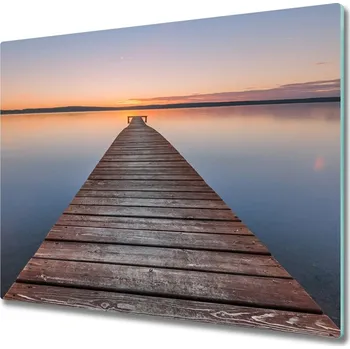 Kuchyňské prkénko Skleněná krájecí deska Dřevěné molo 60x52 cm