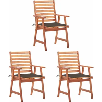 vidaXL Zahradní jídelní židle s poduškami 3 ks masivní akáciové dřevo [3064352] Barva: taupe