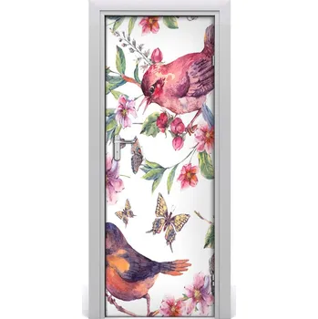 Fototapeta Samolepící fototapeta na dveře Motýli květiny 85x205 cm