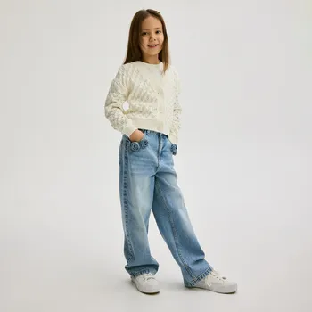 Reserved - Džíny wide leg s květovanou aplikací - modrá - 844CZ-50J - 844CZ-50J-116