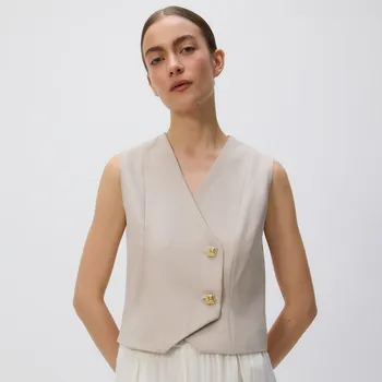 Dámské sako Reserved - Vesta s ozdobnými knoflíky - béžová - 531DR-08X - 531DR-08X-XS