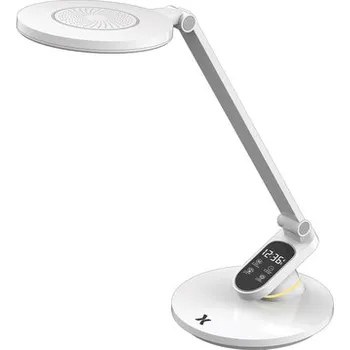 Lampička Bílá kancelářská stolní LED lampa s displejem ARTIS