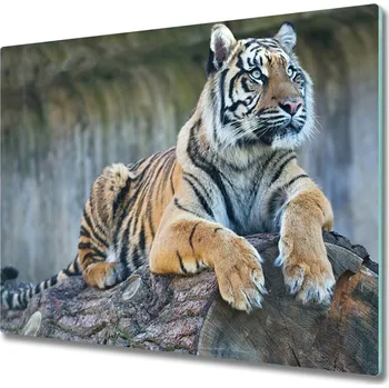 Kuchyňské prkénko Skleněné deska do kuchyně tygr 60x52 cm