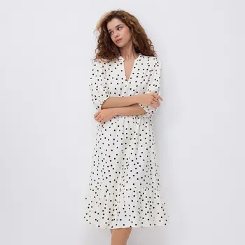 Dámské šaty Reserved - Midi šaty s vysokým podílem viskózy - bílá - 6771B-00X - 6771B-00X-XXL