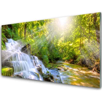 Obraz Obraz na skle Vodopád Les Příroda 100x50 cm 2 Přívěsky