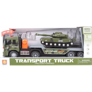 autíčko Vojenský kamion s tankem na baterie 42 x 18, 5 x 12 cm