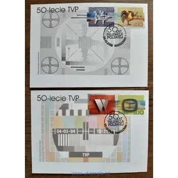 Sběratelství POLSKO FDC 4002/5, 50 let polské televize, r. 2002