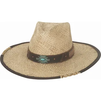 Klobouk Westernový slaměný klobouk NO RULES – autentický design, kožený pásek Velikost: 59 cm (L)