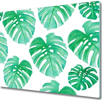 Kuchyňské prkénko Skleněná krájecí deska Monstera 60x52 cm