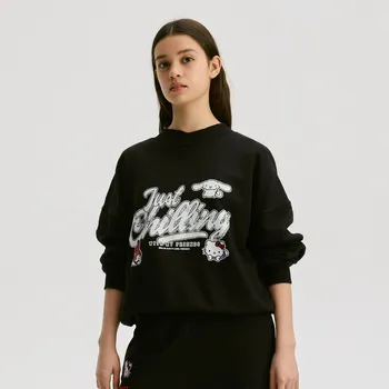 Dívčí mikina Reserved - Mikina Hello Kitty a přátelé - černý - PP109-99X - PP109-99X-122