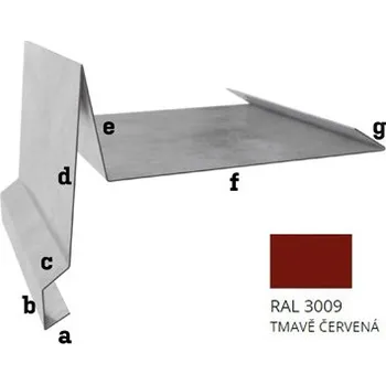 plechová krytina BLIX Pozink tl. 0,5 mm Závětrná lišta spod r.š. 312,5 RAL 3009 Tmavě červená