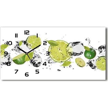 Hodiny Skleněné hodiny na stěnu tiché Limetka a voda