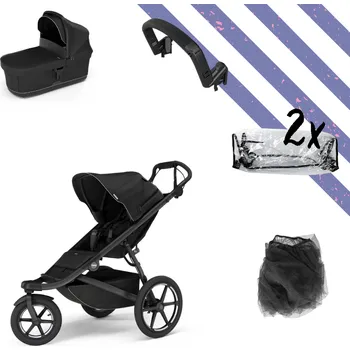 Přeprava dětí Thule Akční set Urban Glide 3 SET M kočárek + korba + madlo + pláštěnky Altabebe + moskytiera Zopa Black