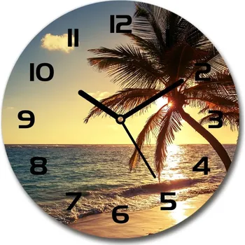 Hodiny Skleněné hodiny kulaté Tropická pláž