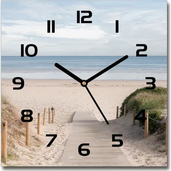 Hodiny Skleněné hodiny čtverec Stezka na pláž