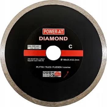 Řezný kotouč Diamantový kotouč 180 x 25,4 mm celoobvodový pro glazuru