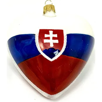 Vánoční ozdoba Irisa Skleněná ozdoba srdce „Slovenské srdce“, 10 cm, v barvách slovenské vlajky ( velikost 10 cm v dárkové krabičce ) Velikost: 10 cm, Balení: 1ks, Barva: bílá
