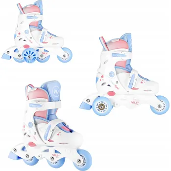 Kolečkové brusle Dětské kolečkové Brusle 2v1 + kolečkové brusle s bočními kolečky 3v1 Nils rS (30-33)