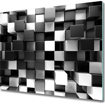 Kuchyňské prkénko Skleněná krájecí deska Kostky abstrakce 60x52 cm