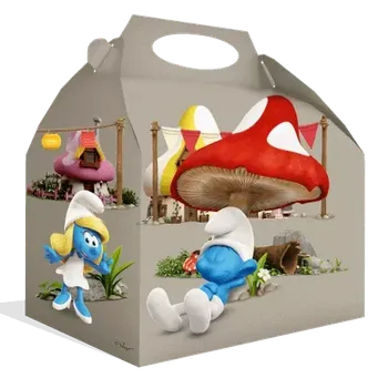 Dárková krabička Papírová krabička Šmoulové 20 x 16 cm (1 poslední kus!)