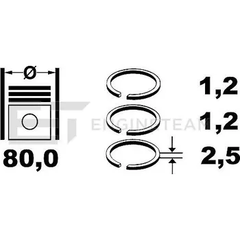 Píst motoru Sada pístních kroužků ET ENGINETEAM R4000500