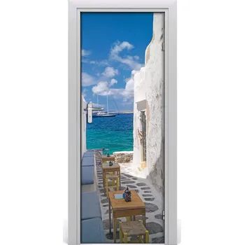 Fototapeta Fototapeta samolepící na dveře řecké uličky 85x205 cm