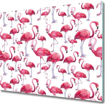 Kuchyňské prkénko Skleněná krájecí deska Flamingos 60x52 cm