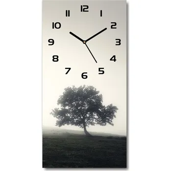 Hodiny Nástěnné skleněné hodiny Strom v mlze