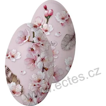 Dóza na potraviny IHR BEAUTIFUL SAKURA plechová dóza vajíčko 2886 rozkvetlé růžové květy sakury a ptačí pírka