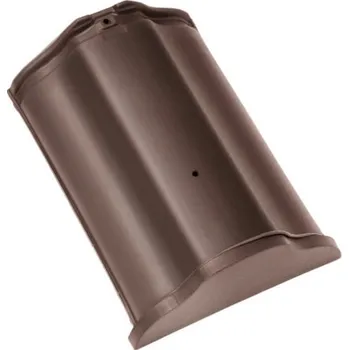 Střešní krytina BRAMAC Hřebenáč drážkový HO keramický Hřebenáč začáteční HO ozdobný+vrut ědá engoba