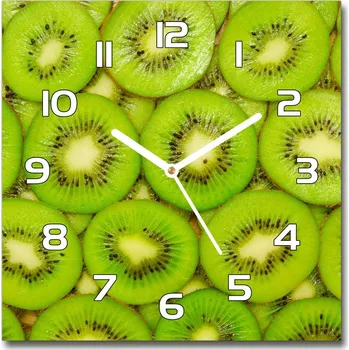 Hodiny Skleněné nástěnné hodiny čtverec Kiwi